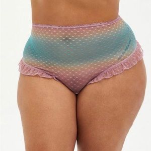 Torrid Heart Mesh Ruffle High-Rise Thong Panty